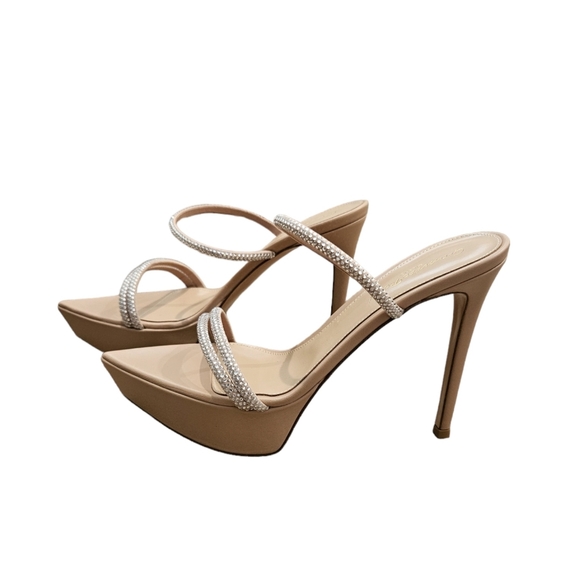 GIANVITO ROSSI Pink/Nude Cannes Platform Heeled Sandals Size 38.5 NIB - Picture 8 of 13